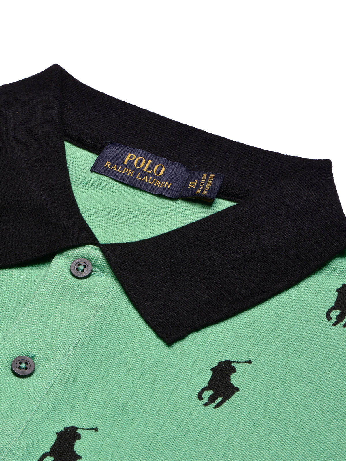 PRL Summer Polo Shirt For Men-Cyan Green with Allover Print-BE750/BR12998