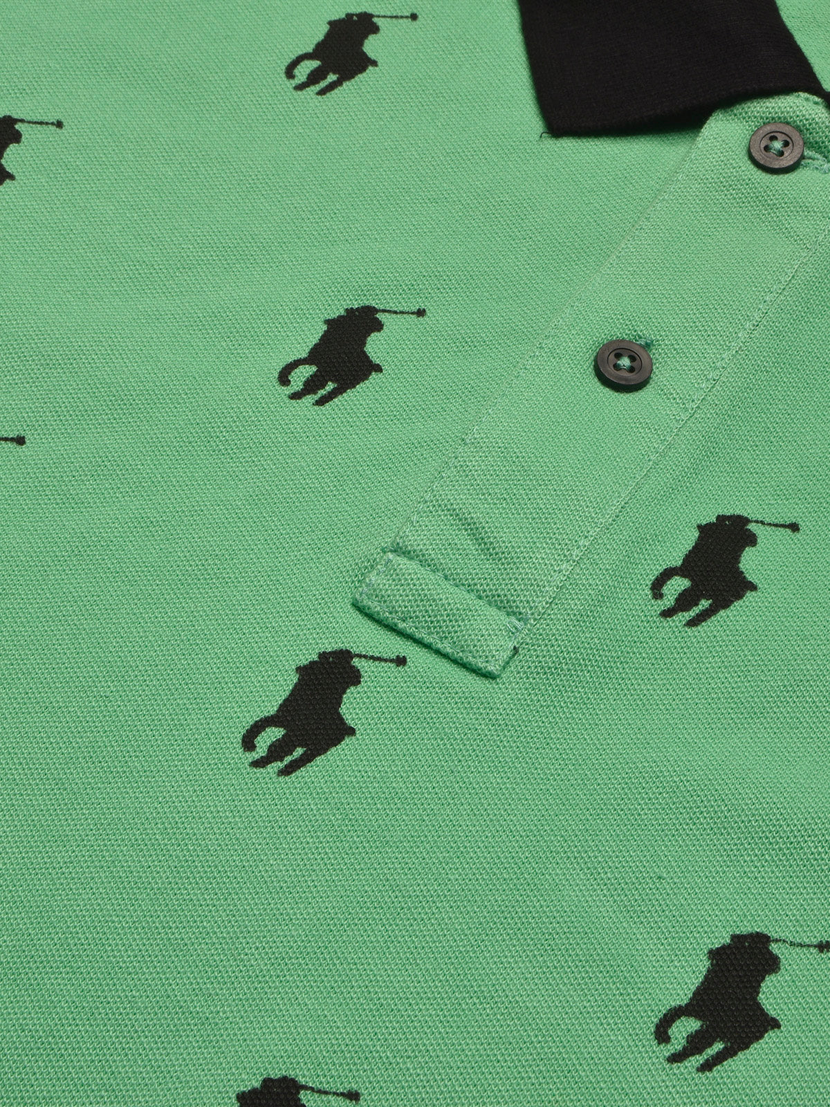 PRL Summer Polo Shirt For Men-Cyan Green with Allover Print-BE750/BR12998