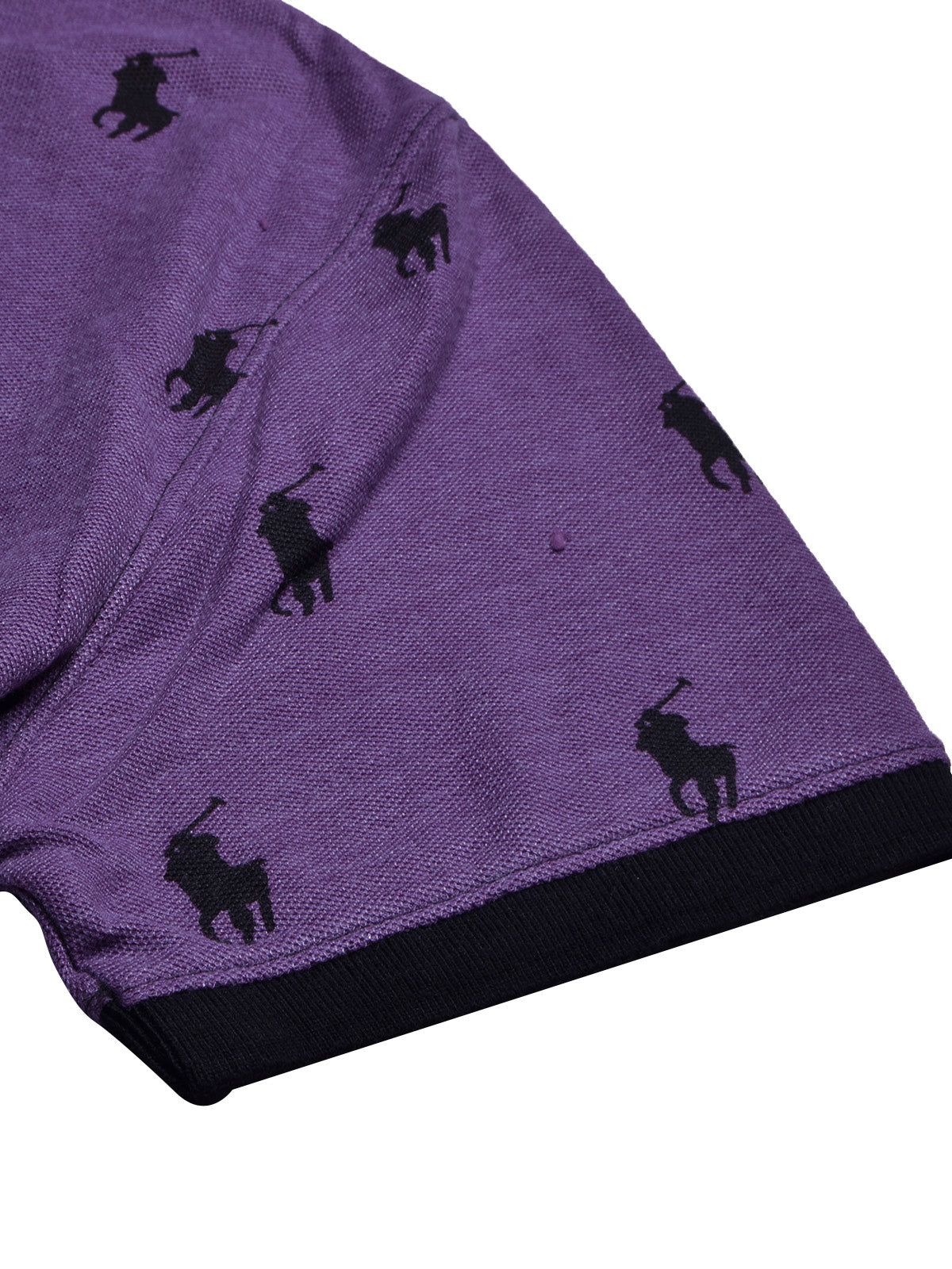 PRL Summer Polo Shirt For Men-Purple Melange with Allover Print-BE718/BR12970