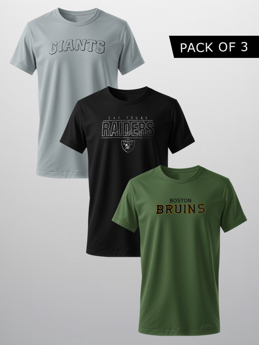 Pack Of 3 Summer Single Jersey Tee Shirts For Men-BE3338/BR15778
