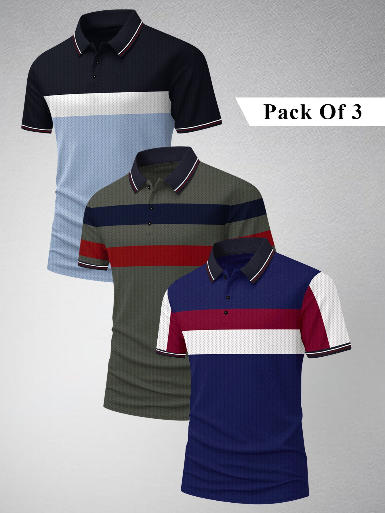 Pack Of 3 Summer Polo Shirt For Men-BE3365/BR15813