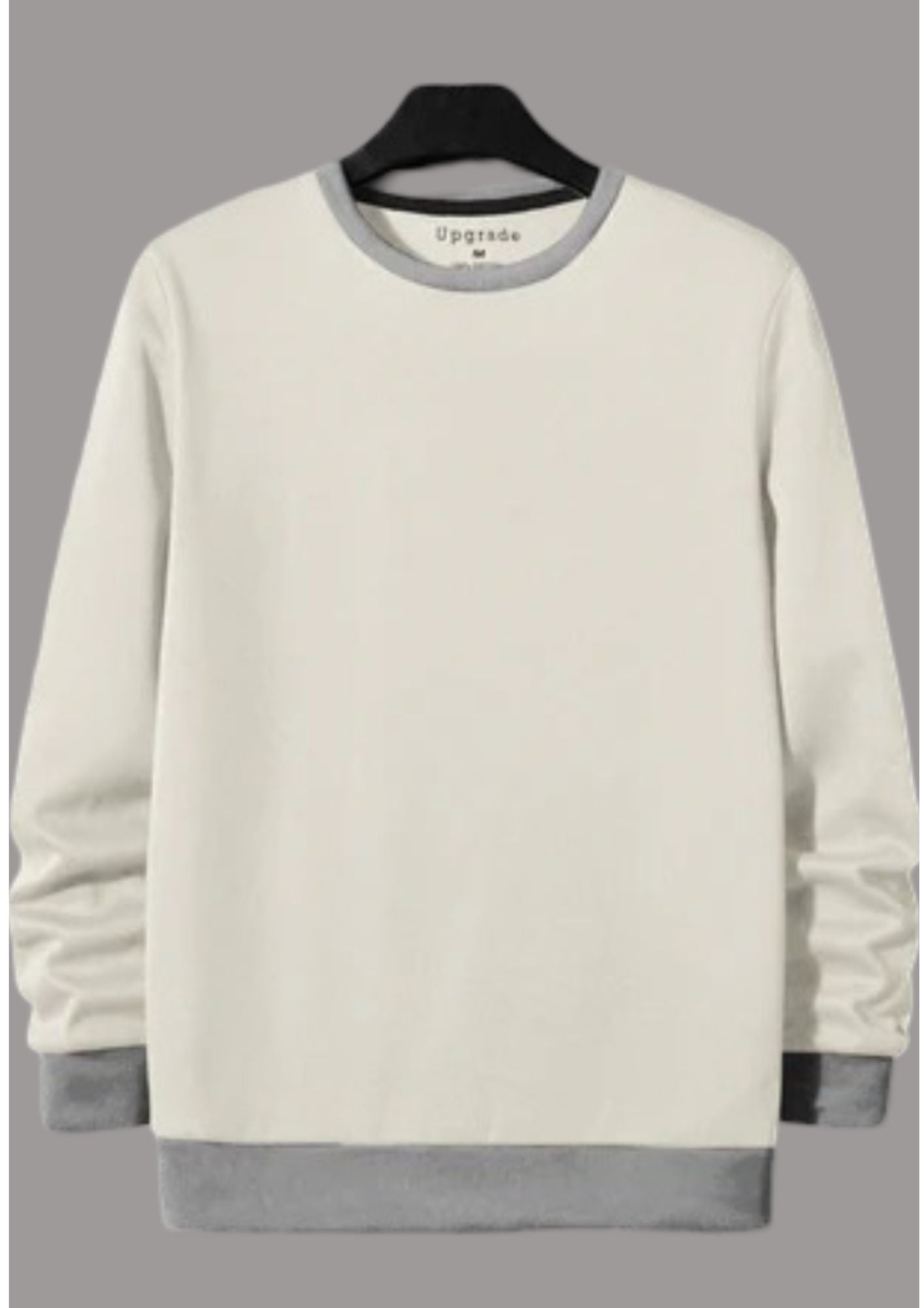 Upgrade Fashion Terry Fleece Funky Style Sweatshirt For Men-Pale White with Grey-BR14612