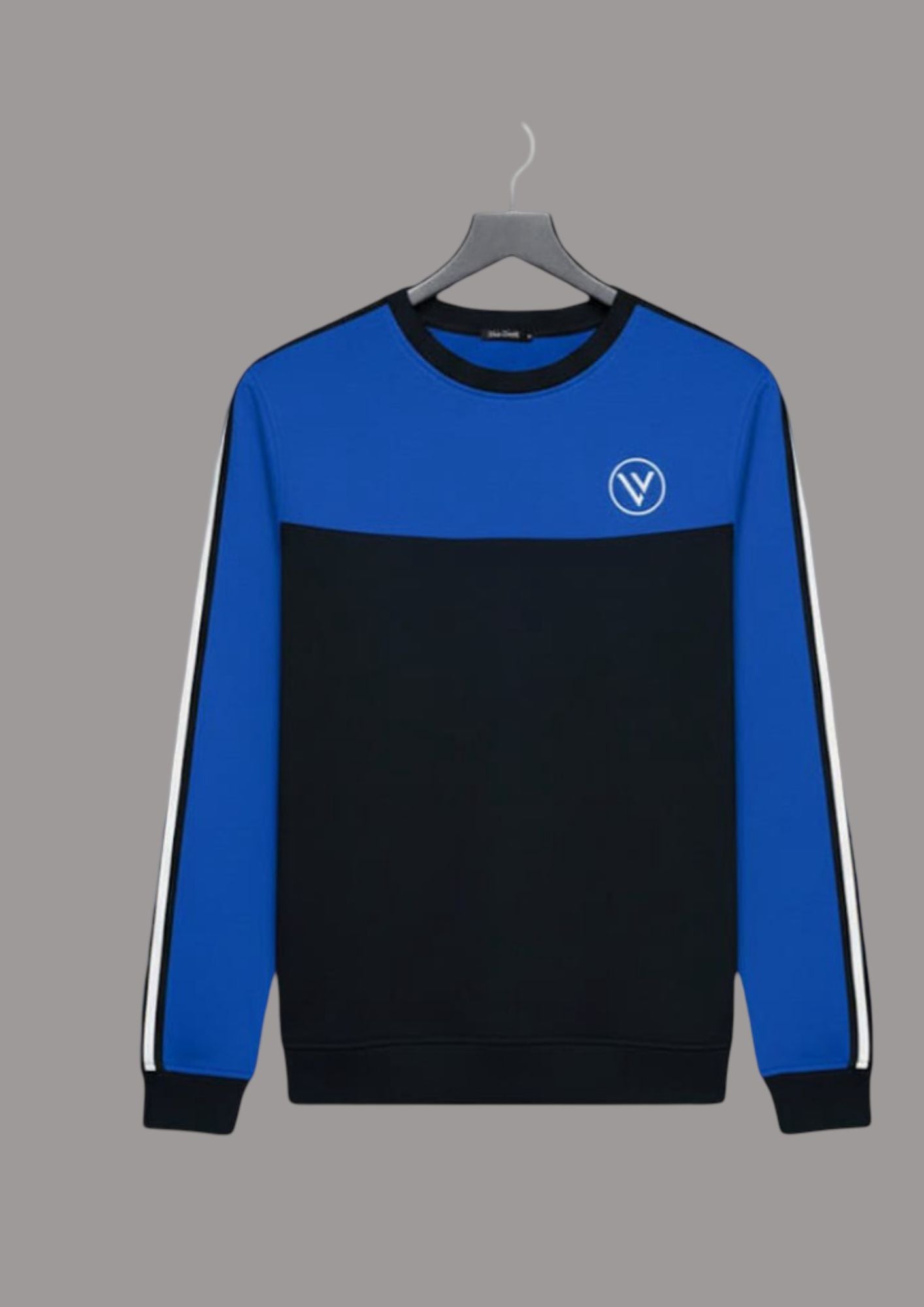 Louis Vicaci Fleece Sweatshirt For Men-Black with Blue-BR832