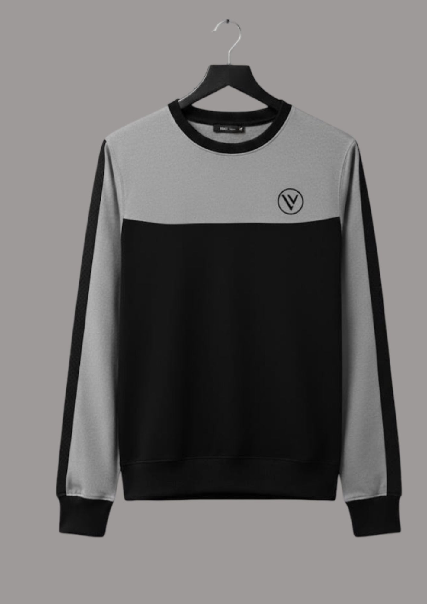 Louis Vicaci Fleece Sweatshirt For Men-Black with Gey Melange-BR833