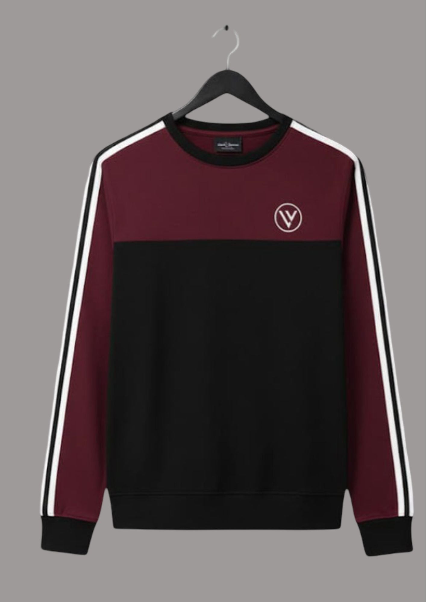 Louis Vicaci Fleece Sweatshirt For Men-Black with Maroon-BR8346