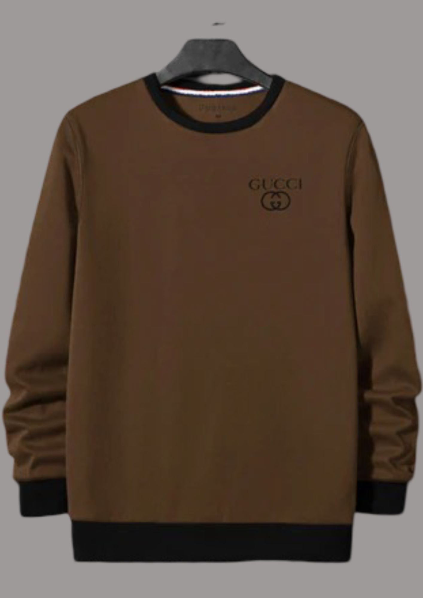 Gucci Fleece Funky Style Sweatshirt For Men-Brown with Black-BR14446