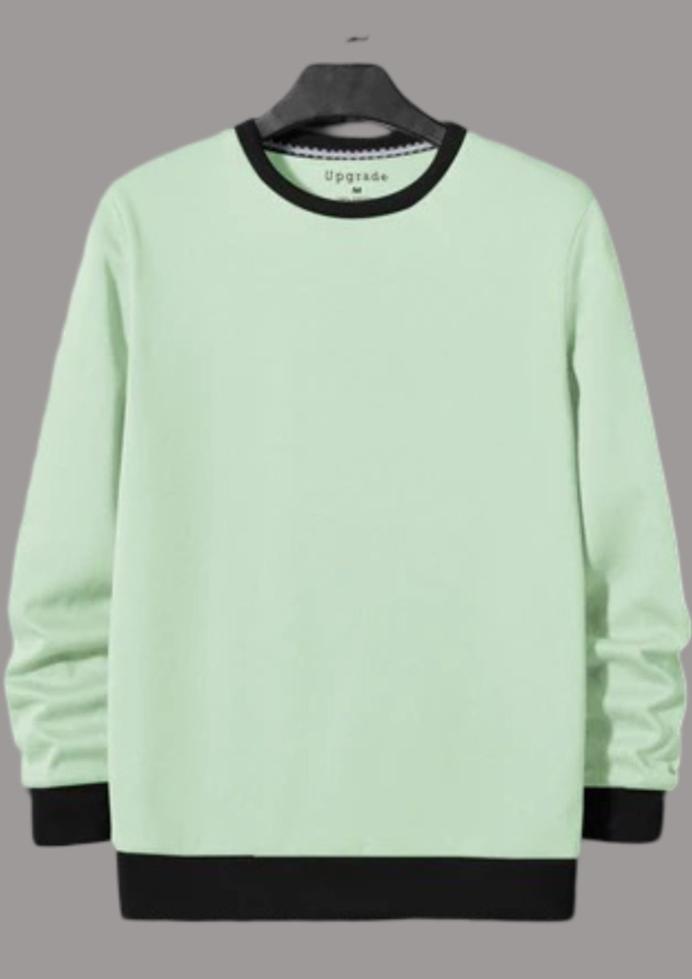 Upgrade Fashion Terry Fleece Funky Style Sweatshirt For Men-Mint Green with Black-BR14478