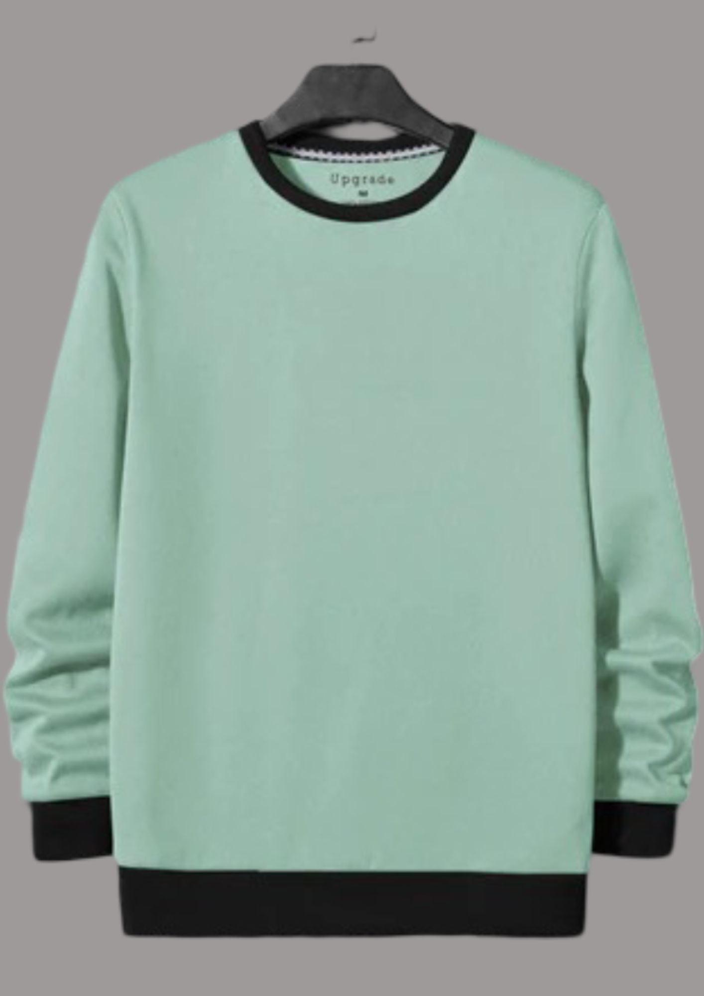 Upgrade Fashion Terry Fleece Funky Style Sweatshirt For Men-Light Cyan Green with Black-BR14479