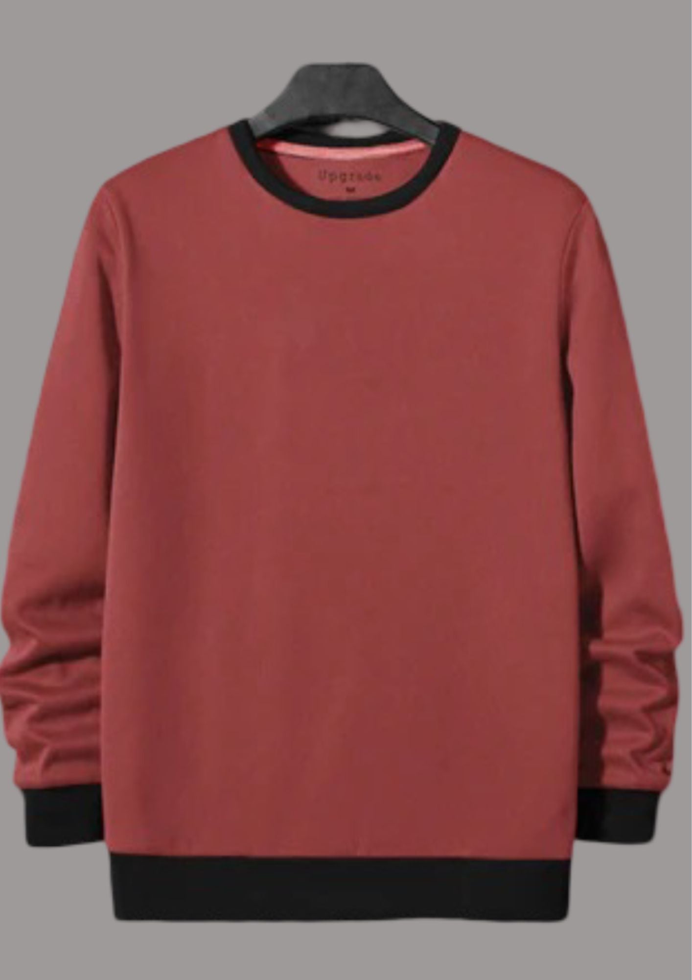 Upgrade Fashion Terry Fleece Funky Style Sweatshirt For Men-Carrot Red with Black-BR14452