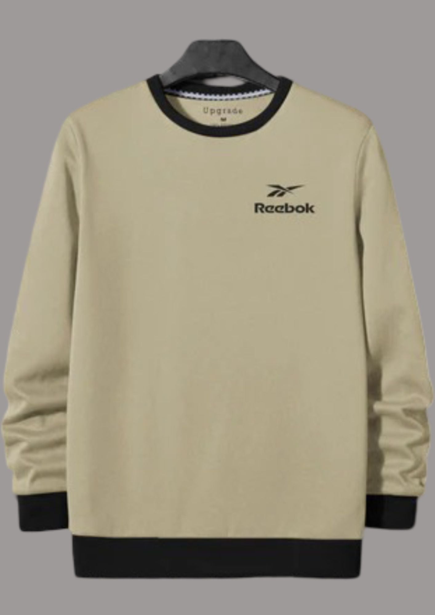 RBK Fleece Funky Style Sweatshirt For Men-Dark Biege with Black-BR14455