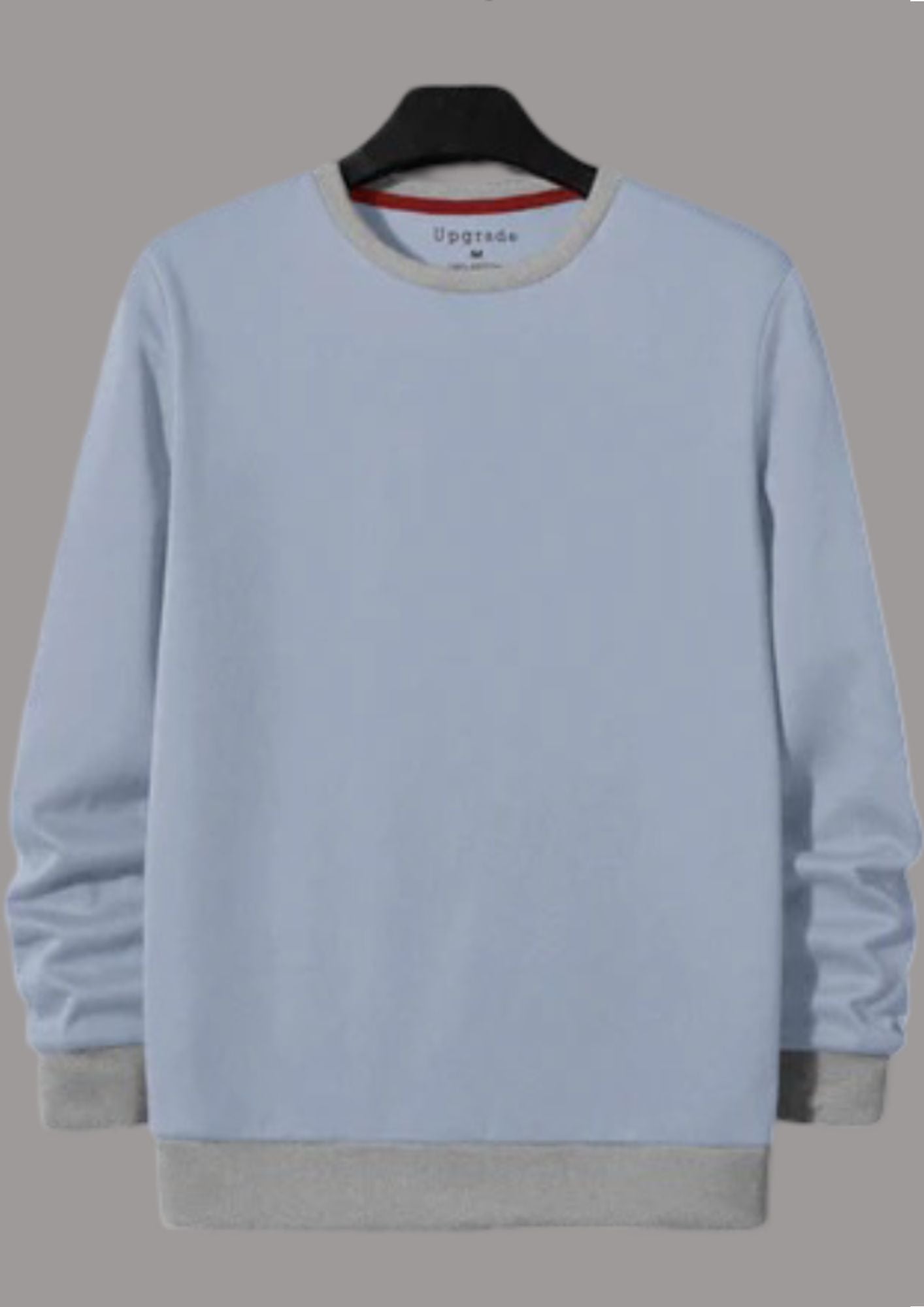 Upgrade Fashion Terry Fleece Funky Style Sweatshirt For Men-Light Blue with Grey Melange-BR14497