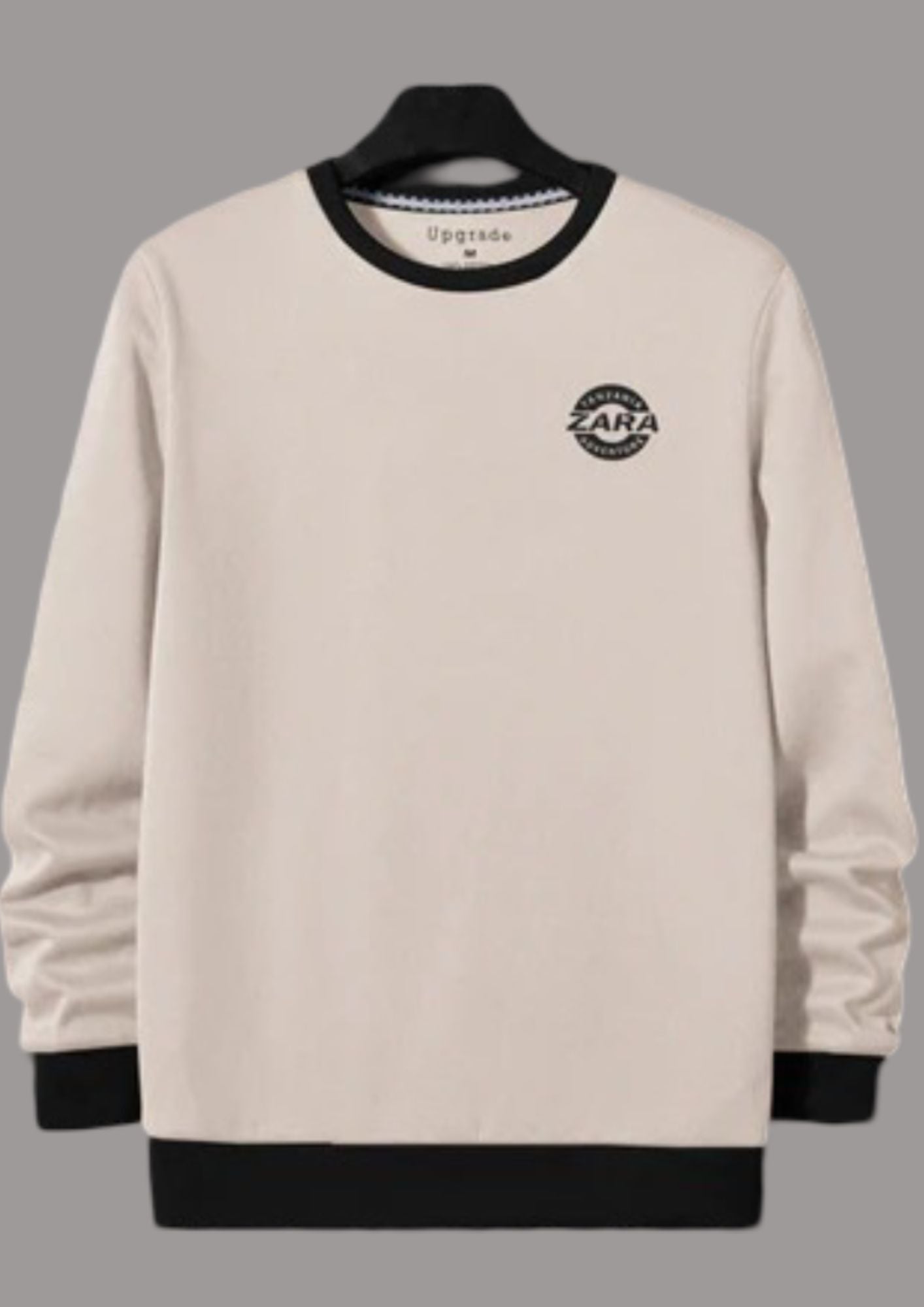 ZARA Fleece Funky Style Sweatshirt For Men-Dark Smoky Pink with Black-BR14456