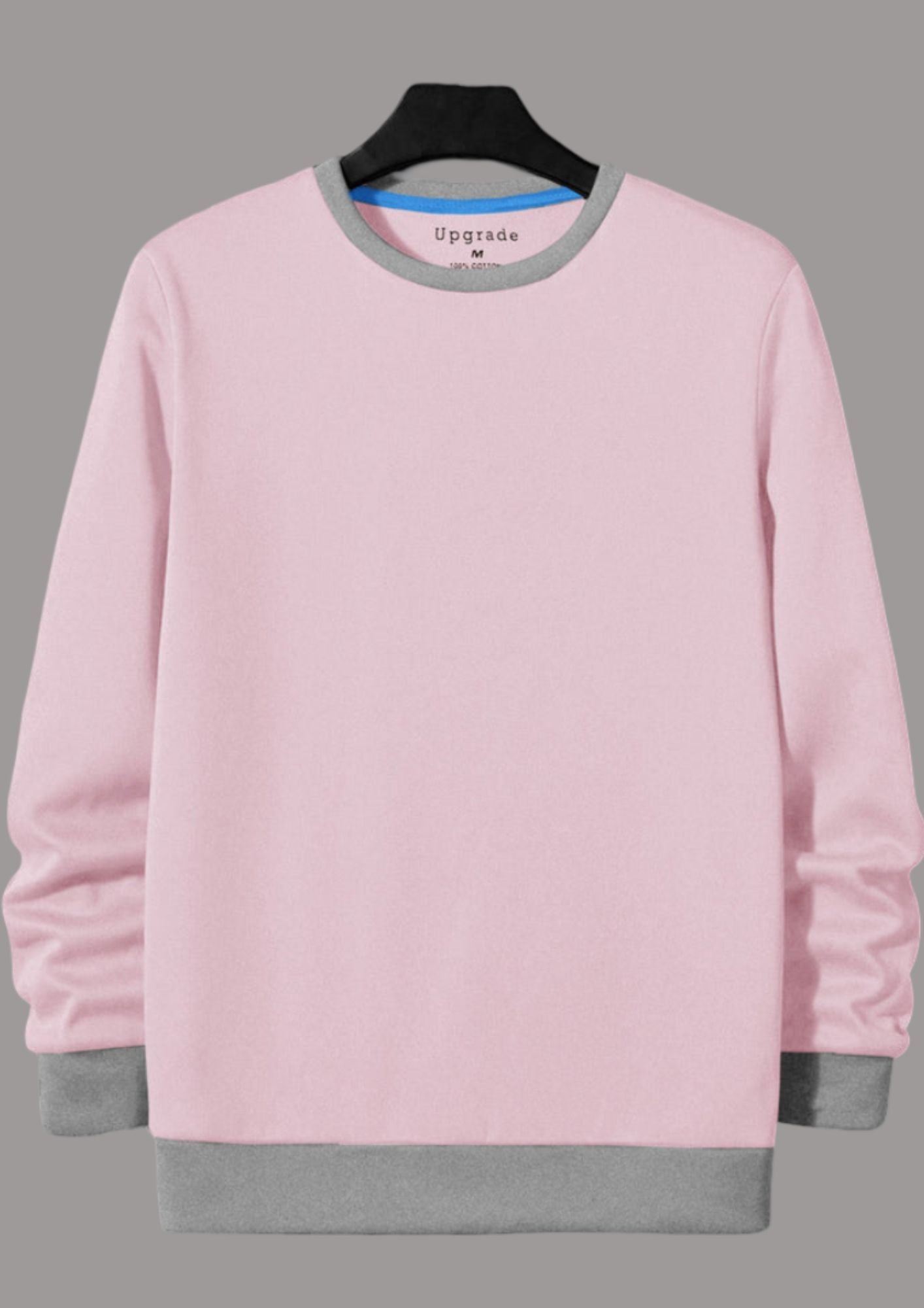 Upgrade Fashion Terry Fleece Funky Style Sweatshirt For Men-Light Pink with Grey-BR14501