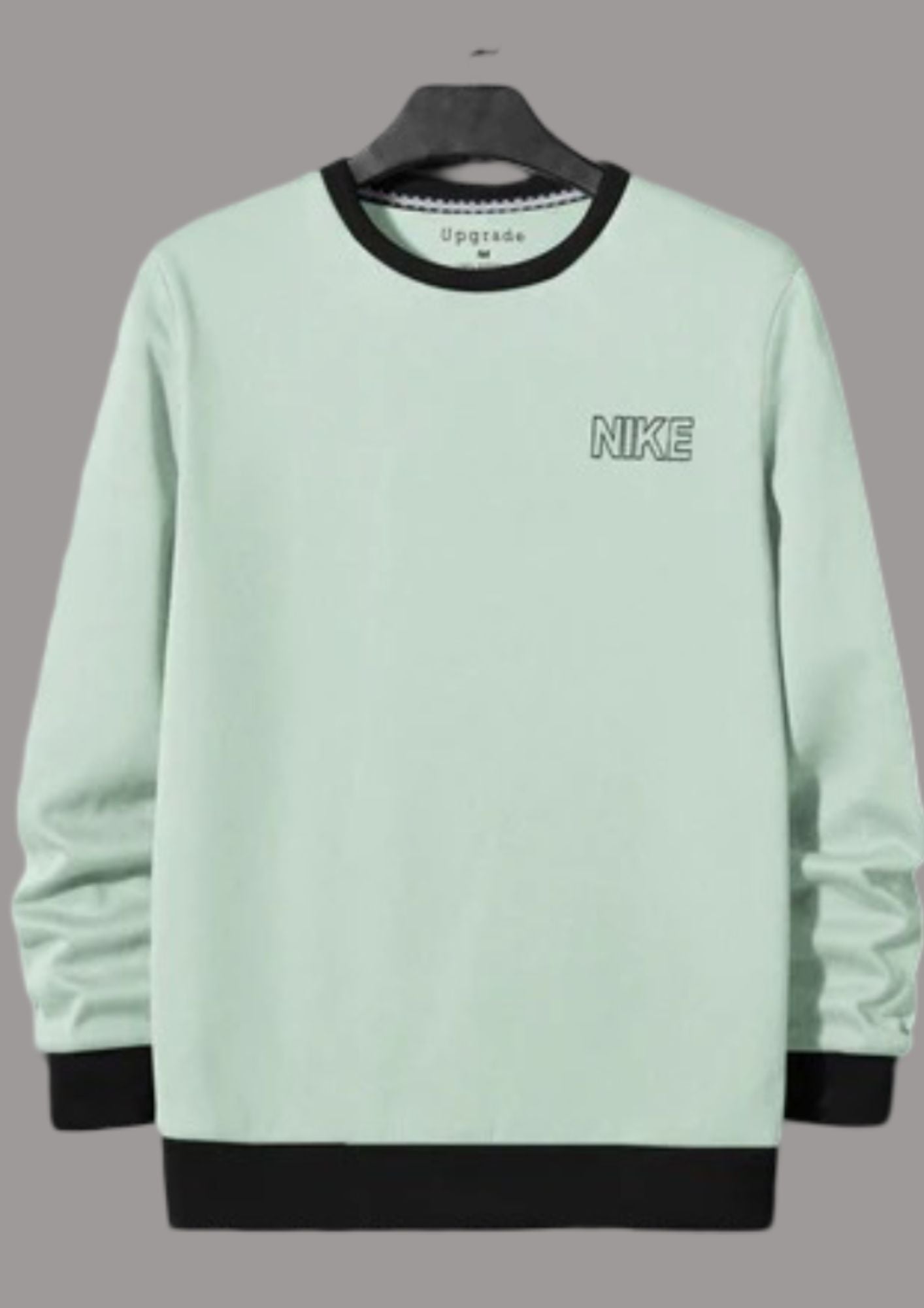 NK Fleece Funky Style Sweatshirt For Men-Light Green with Black-BR14465