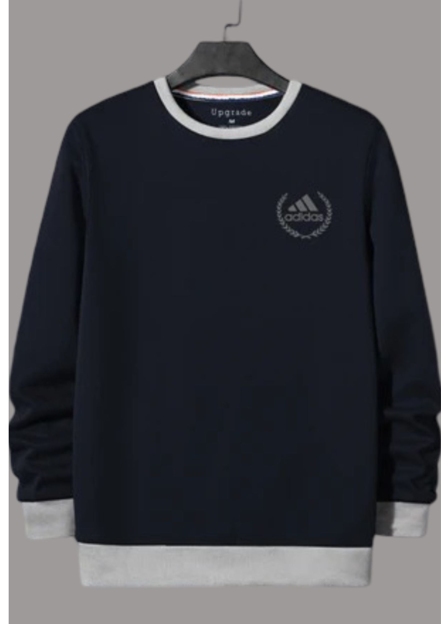 ADS Fleece Funky Style Sweatshirt For Men-Navy with Grey-BR14467