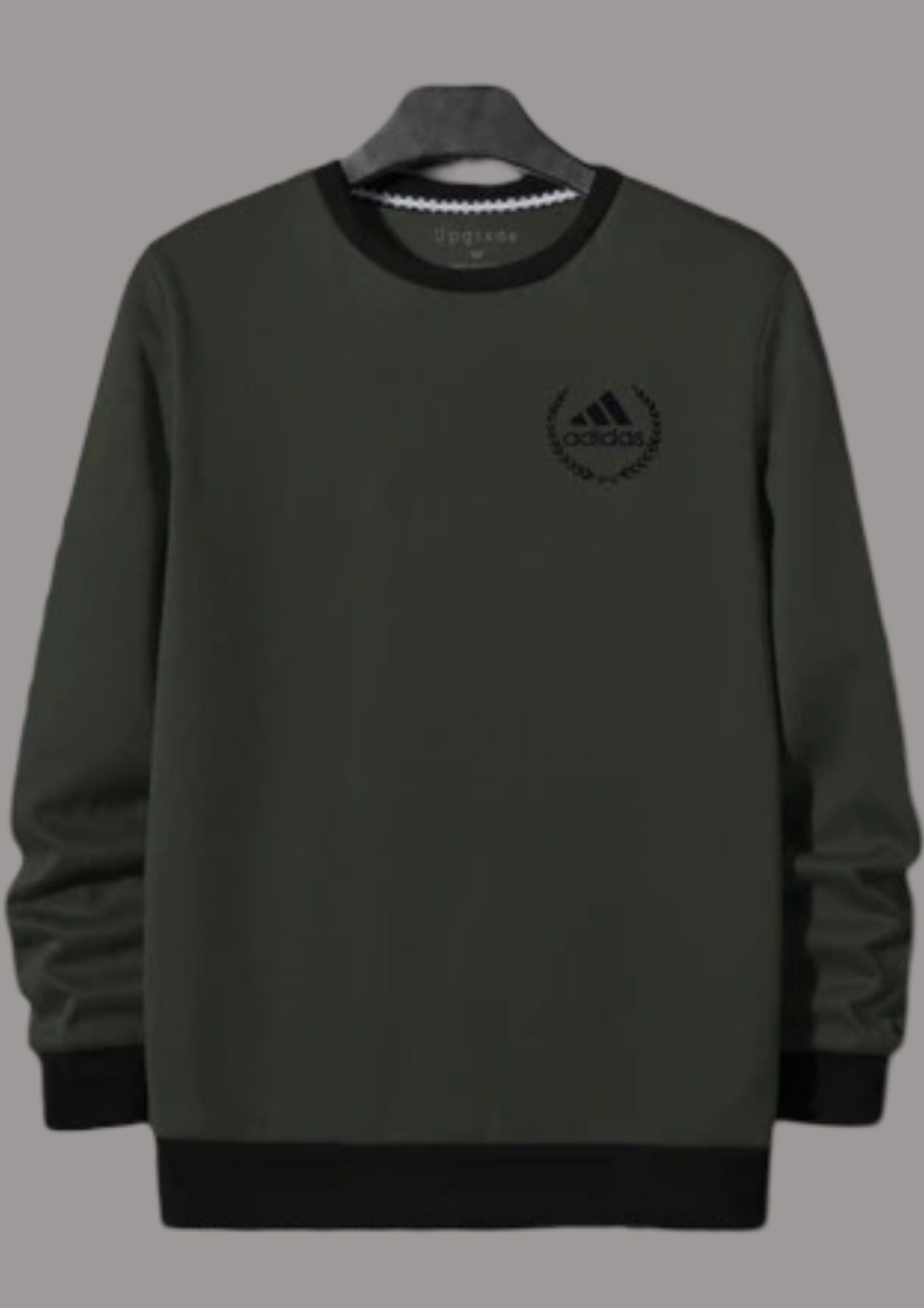 ADS Fleece Funky Style Sweatshirt For Men-Dark Olive Green with Black-BR14472