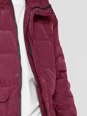 Premium Imported Parachute Long Puffer Jacket-Burgundy-LV101