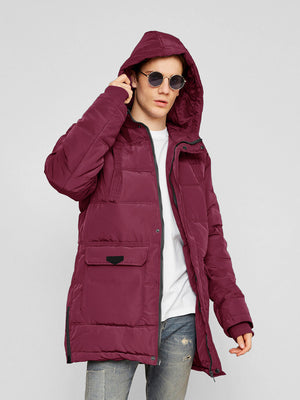 Premium Imported Parachute Long Puffer Jacket-Burgundy-LV101