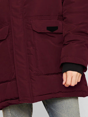 Premium Imported Parachute Long Puffer Jacket-Maroon-LV104