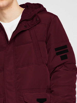 Premium Imported Parachute Long Puffer Jacket-Maroon-LV104