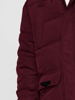 Premium Imported Parachute Long Puffer Jacket-Maroon-LV104