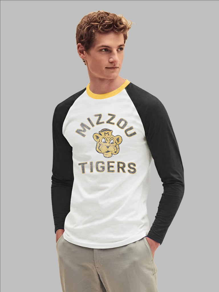 47 Raglan Sleeve Crew Neck Tee Shirt For Men-Off White & Black with Print-SP2084