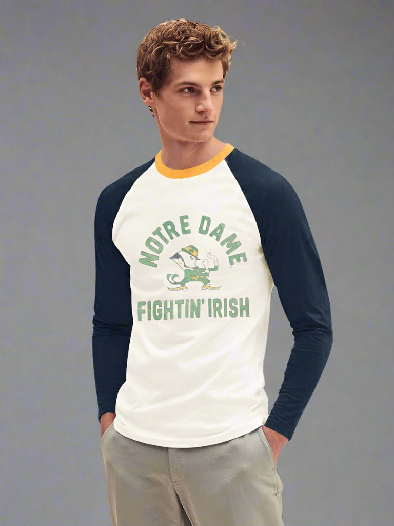 47 Raglan Sleeve Crew Neck Tee Shirt For Men-Off White & Navy with Print-SP3102