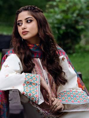 Sapphire Dhanak with Printed Shawl Unstitched 3 Pcs Suit For Women-LV205