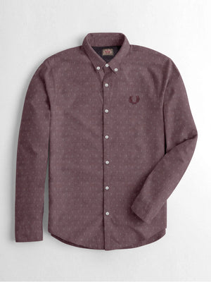 SS Premium Casual Shirt For Men-Maroon with Allover Print-BE1394