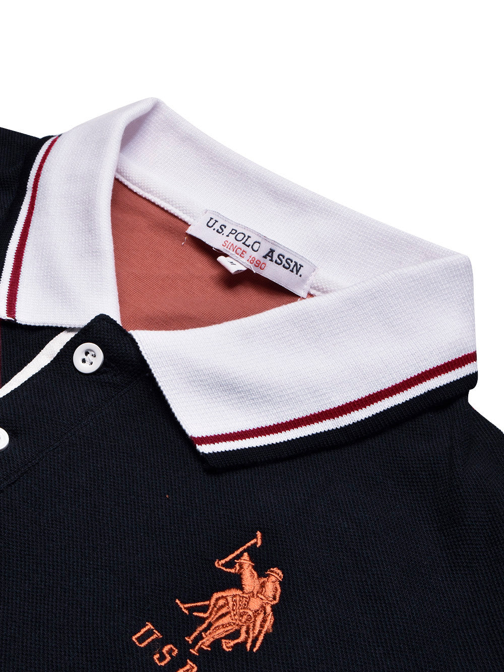 U.S Polo Assn. Summer Polo Shirt For Men-Dark Navy with Light Orange & White Panel-BE830/BR13069