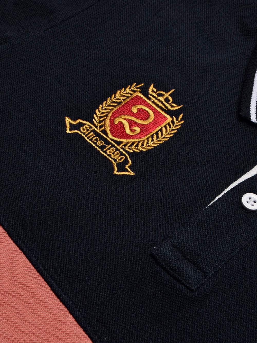 U.S Polo Assn. Summer Polo Shirt For Men-Dark Navy with Light Orange & White Panel-BE830/BR13069