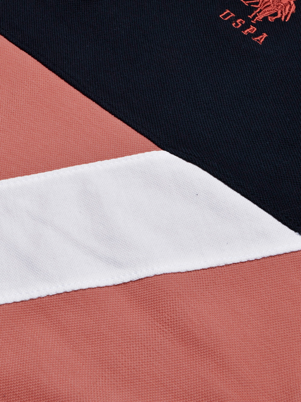 U.S Polo Assn. Summer Polo Shirt For Men-Dark Navy with Light Orange & White Panel-BE830/BR13069