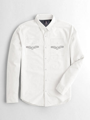USPA Premium Slim Fit Casual Shirt For Men-White-BE1432