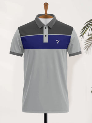 LV Summer Polo Shirt For Men-Grey With Multi Panel-NA14340
