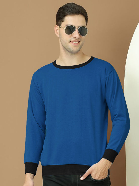 Upgrade Fashion Terry Fleece Funky Style Sweatshirt For Men-Dark Blue with Black-BE2543