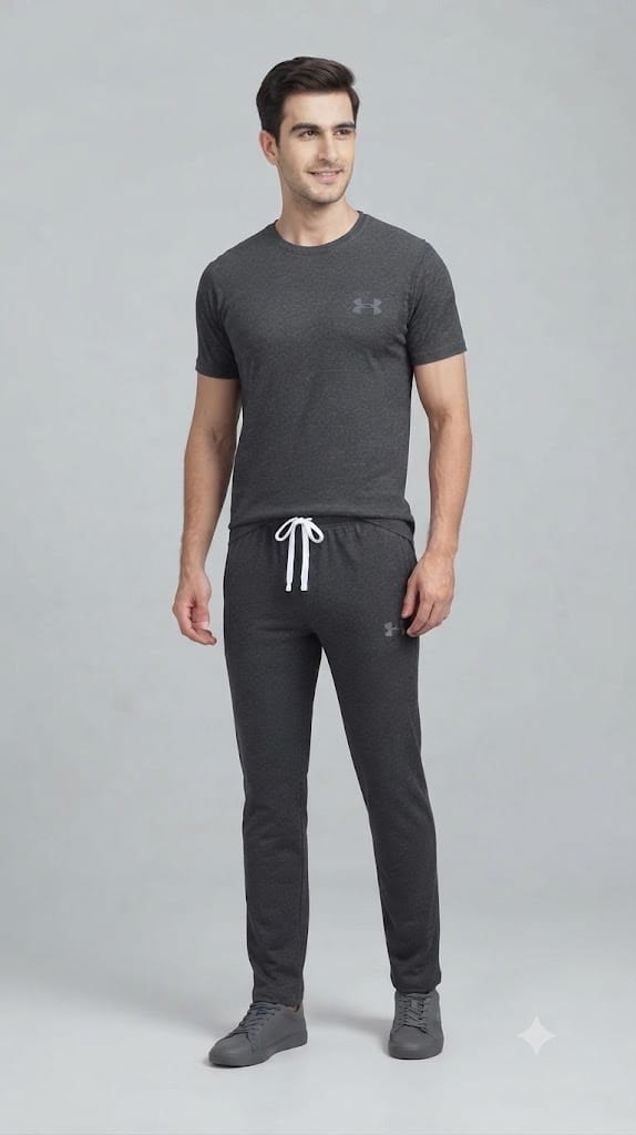 Stylish Armor Single Jersey Tracksuit For Mens -Charcol- LVT98