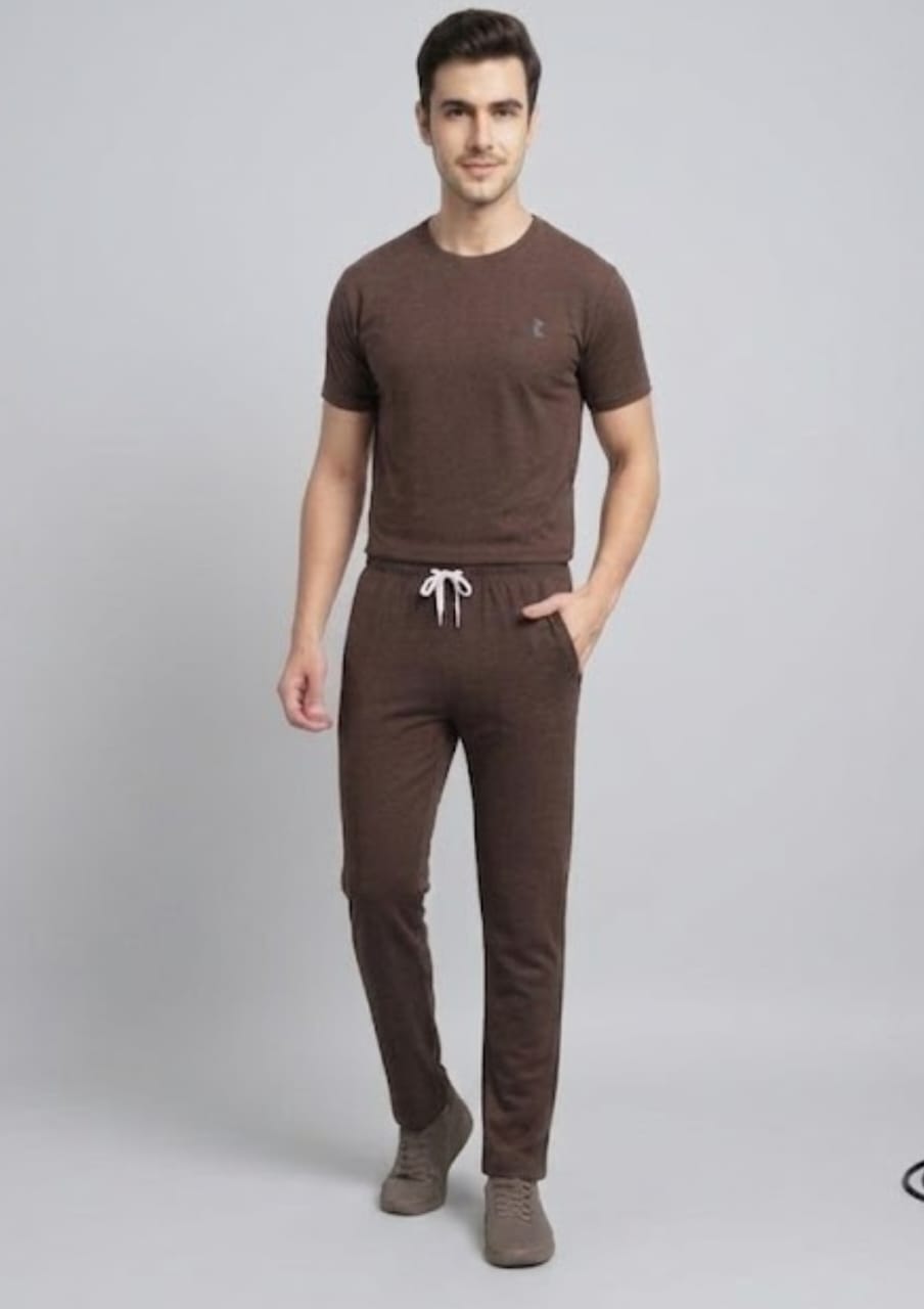 Stylish Armor Single Jersey Tracksuit For Mens -Brown- LVT96