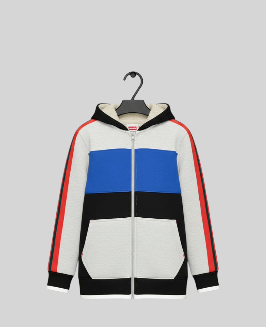 LV Inner Hood Fur Fleece Full Zipper Hoodie For Kids-BR14425