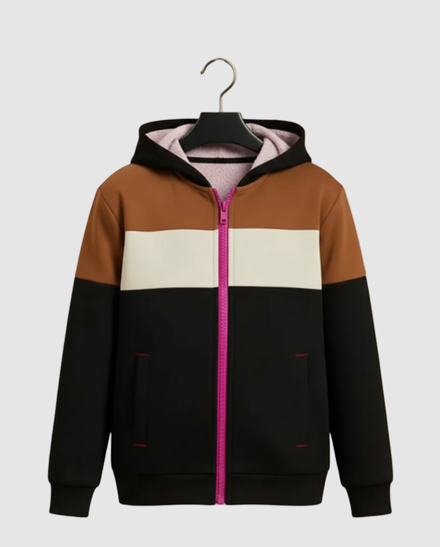 LV Inner Fur Hood Fleece Full Zipper Hoodie For Kids-BE2461/BR14488