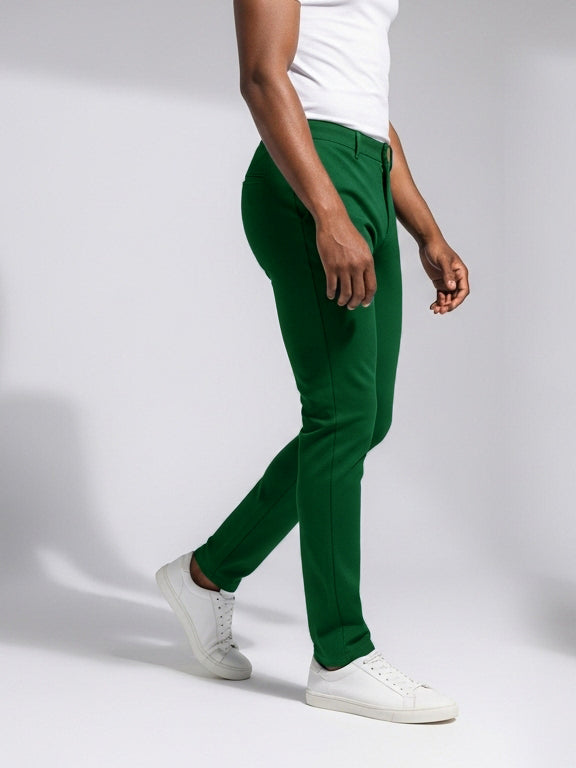 Louis Vicaci Interlock Stretchy Slim Fit Pent For Men-Dark Green-BE1024/BR13259