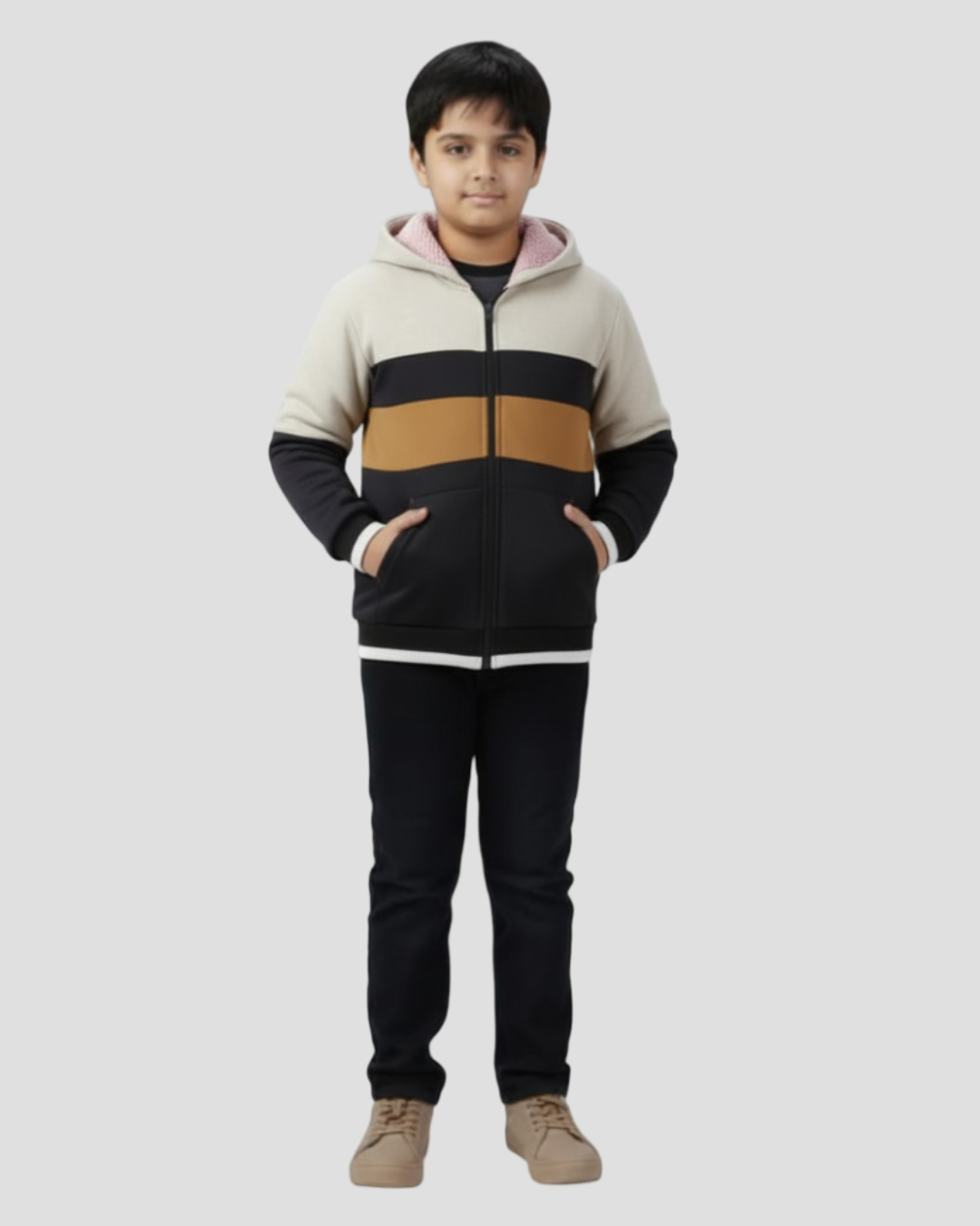 LV Inner Fur Hood Fleece Full Zipper Hoodie For Kids-BE2480/BR14493