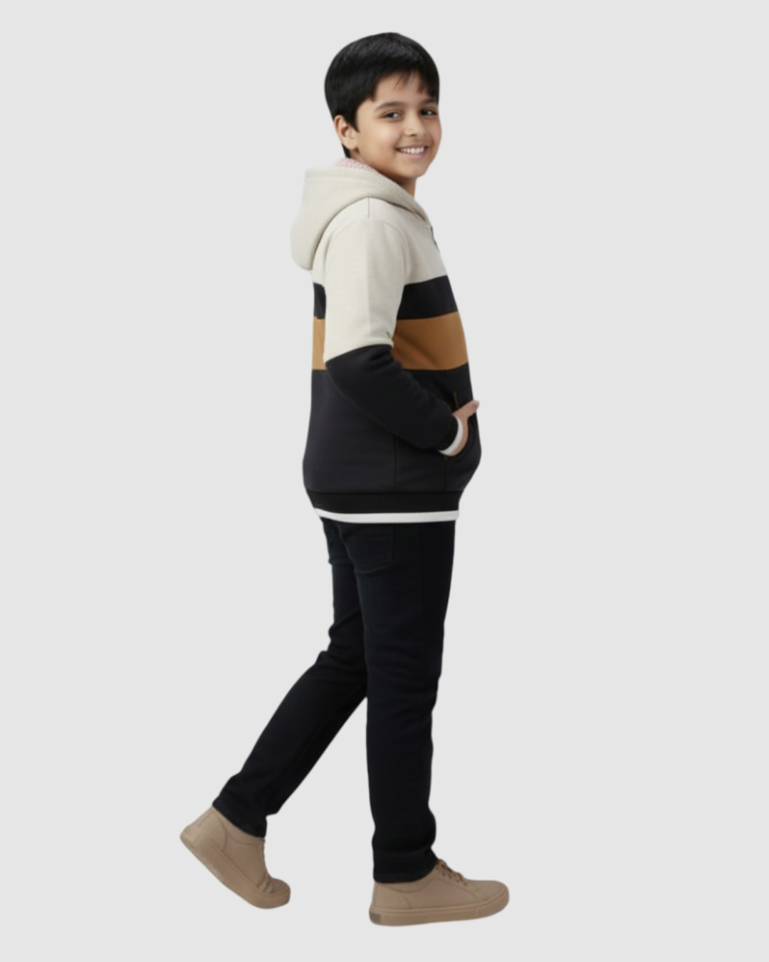 LV Inner Fur Hood Fleece Full Zipper Hoodie For Kids-BE2480/BR14493