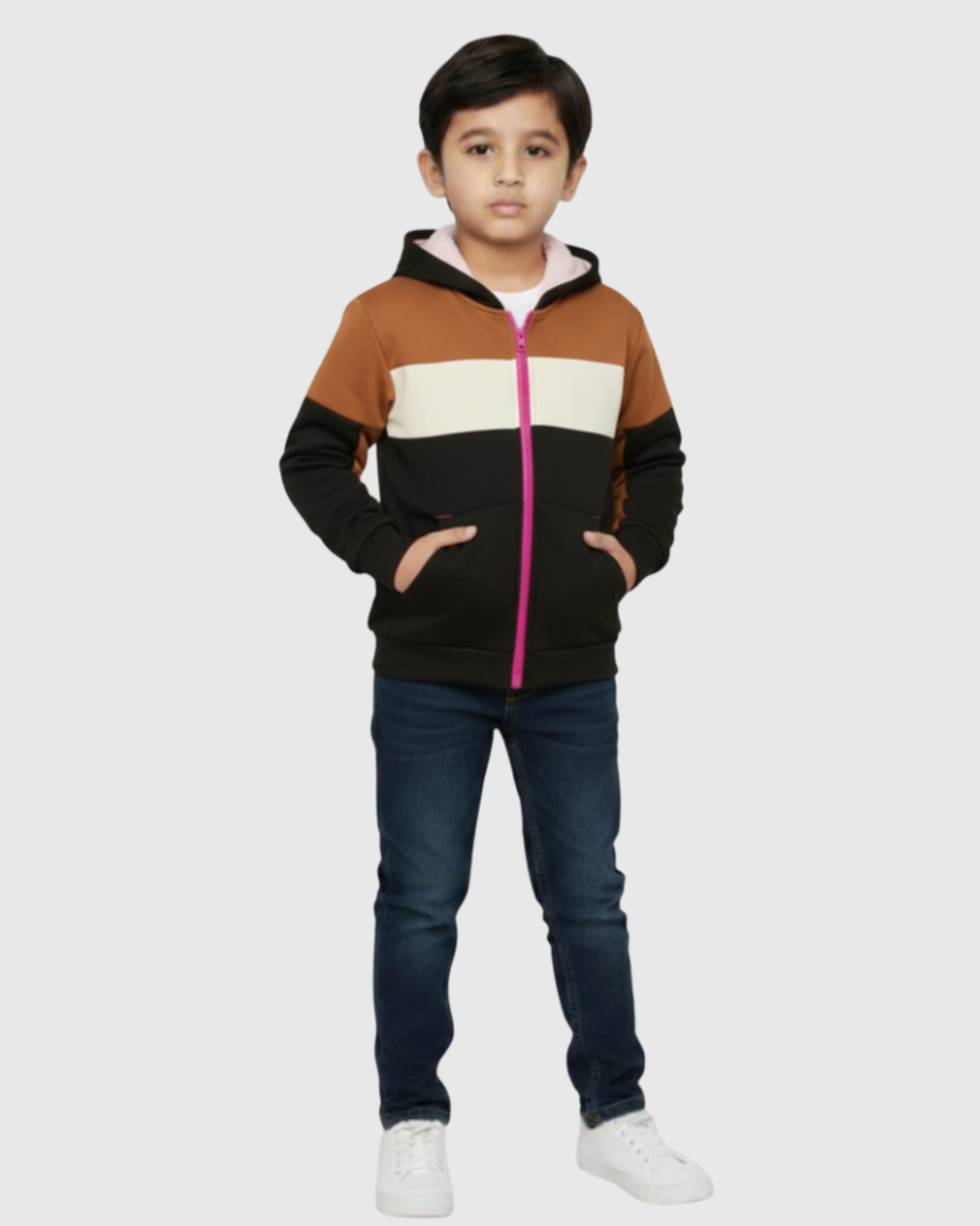 LV Inner Fur Hood Fleece Full Zipper Hoodie For Kids-BE2461/BR14488