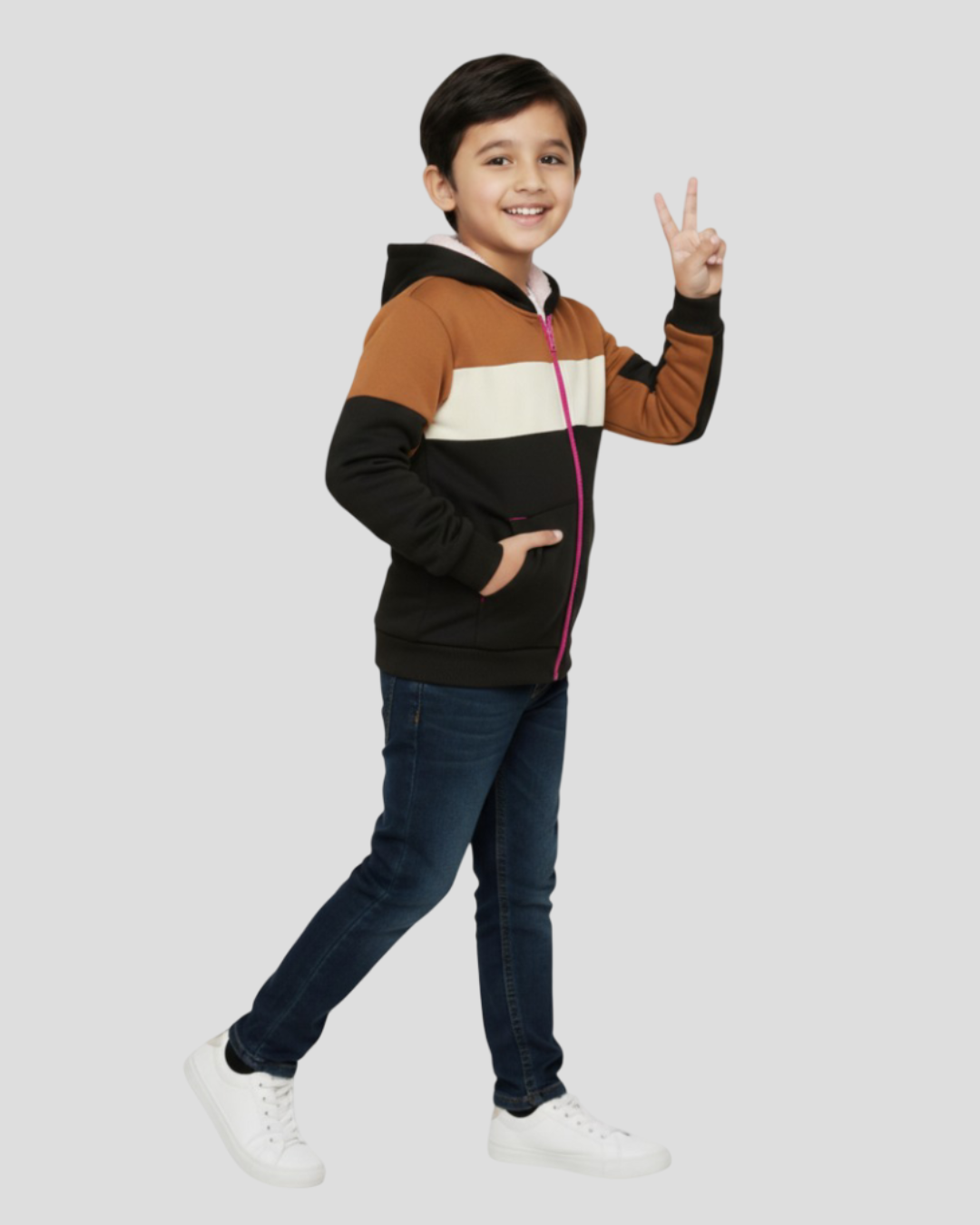 LV Inner Fur Hood Fleece Full Zipper Hoodie For Kids-BE2461/BR14488