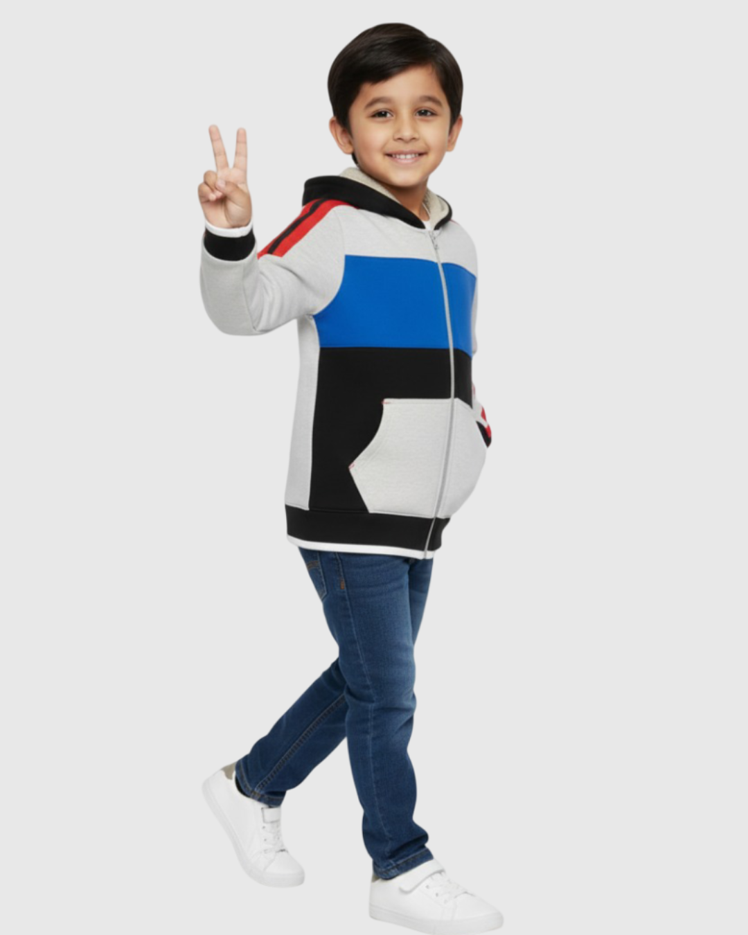 LV Inner Hood Fur Fleece Full Zipper Hoodie For Kids-BR14425