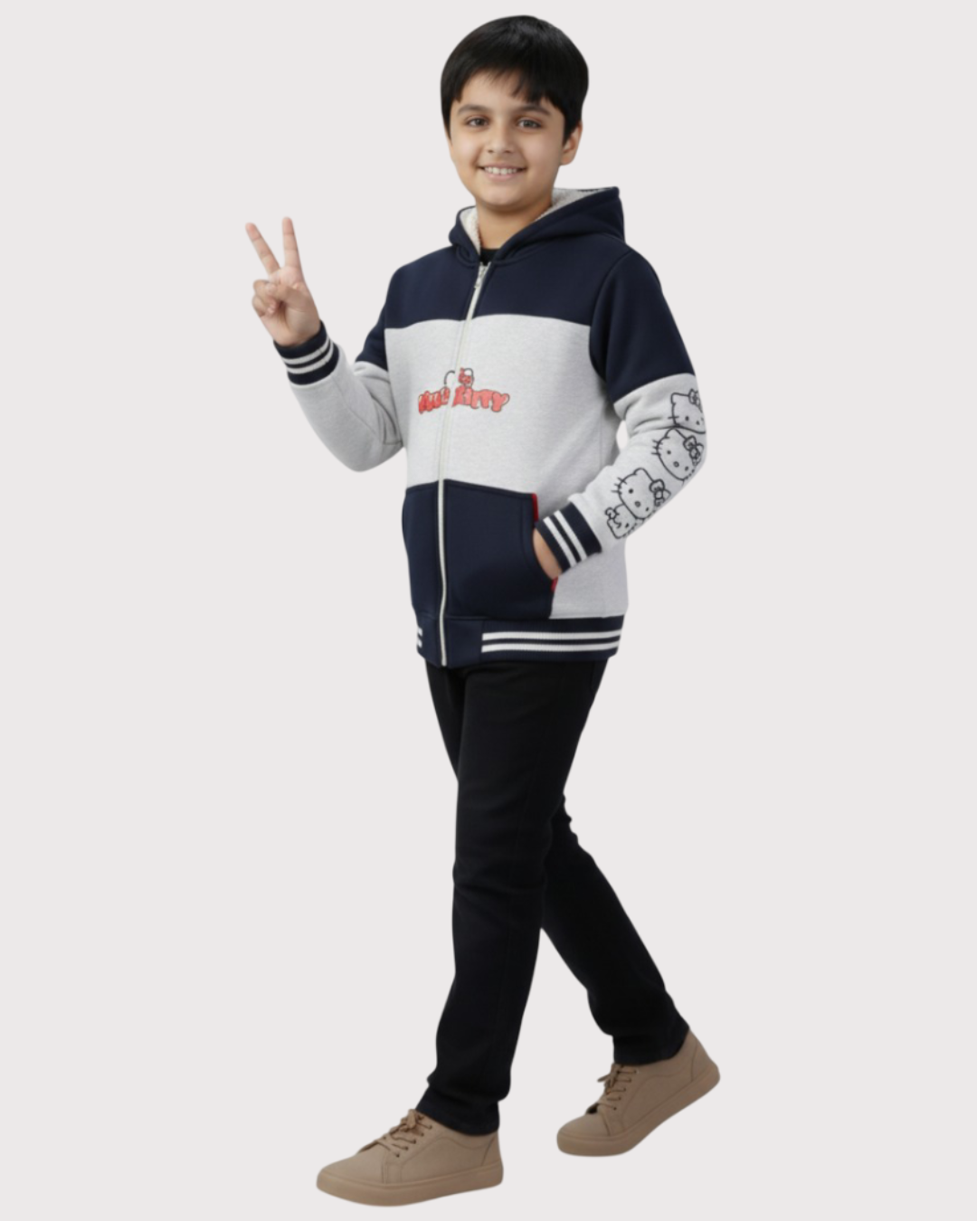 LV Inner Fur Hood Fleece Full Zipper Hoodie For Kids-BE2425/BR14482