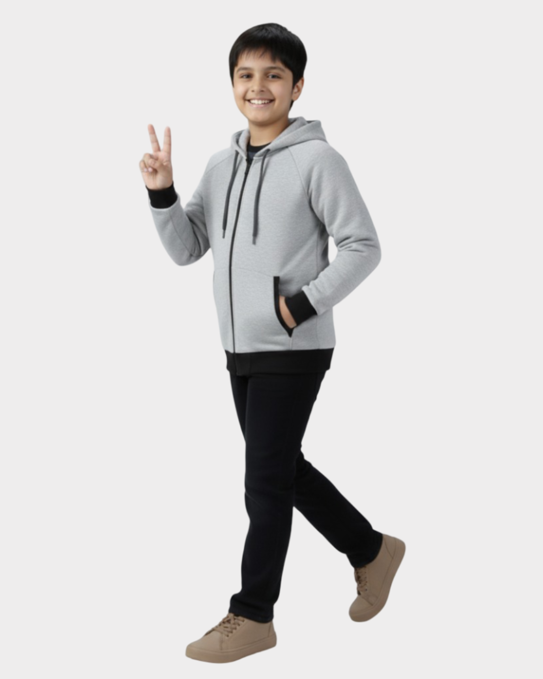 LV Terry Fleece Full Zipper Hoodie For Kids-BE2404/BR14476