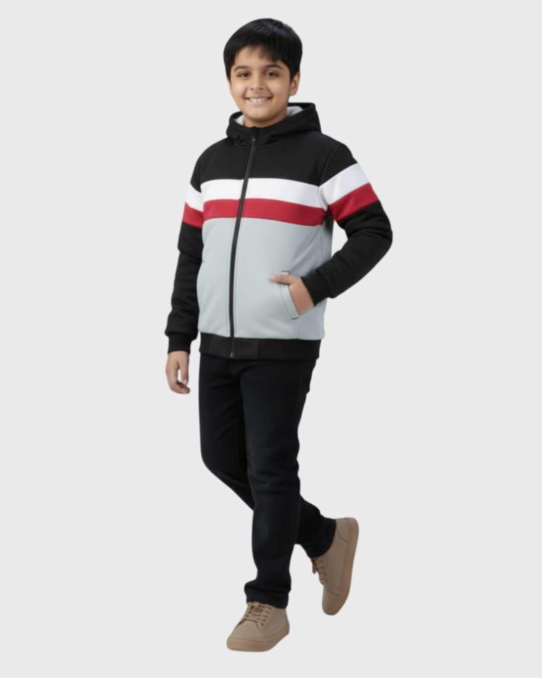 LV Inner Fur Hood Fleece Full Zipper Hoodie For Kids-BR2705/BR14603