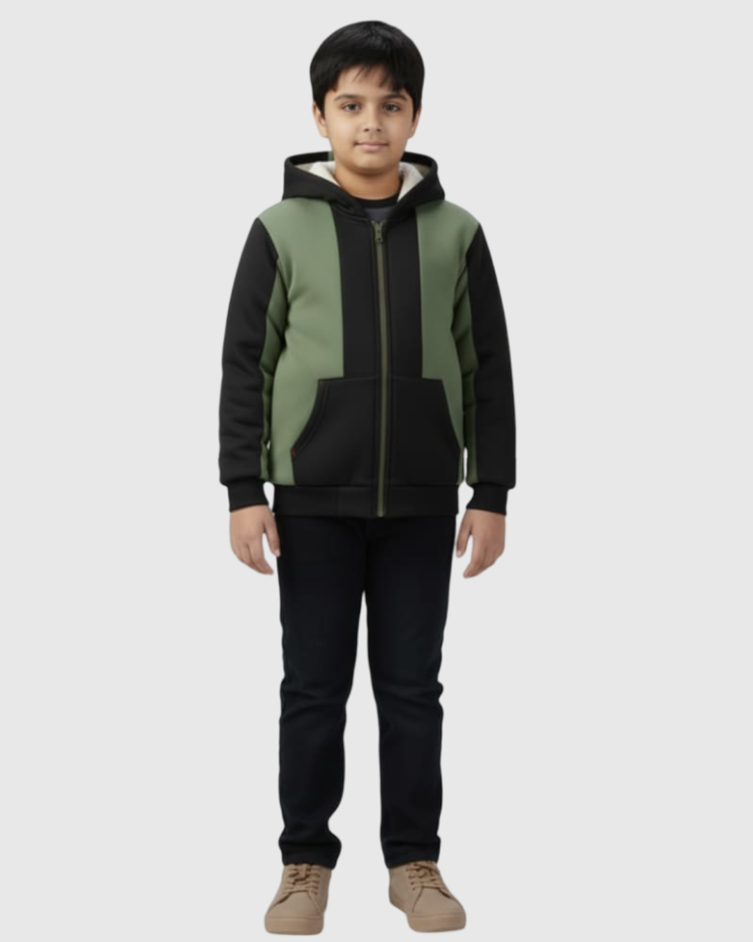 LV Inner Fur Hood Fleece Full Zipper Hoodie For Kids-BE2673/BR14579
