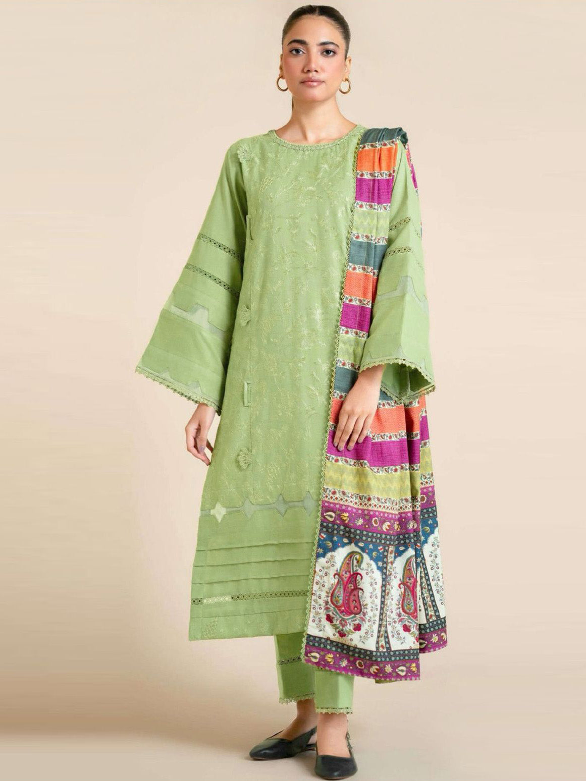 Zara Shah Jahan Dhanak with Pashmina Wool Shawl Unstitched 3 Pcs Suit For Women-BE2887/LV203